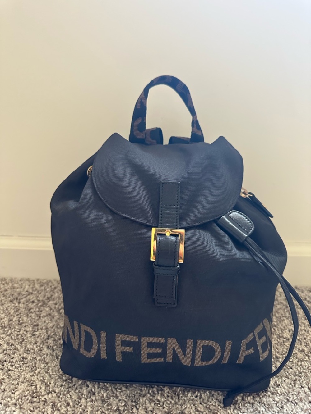 Fendi Vintage Nylon Drawstring Backpack; GUC